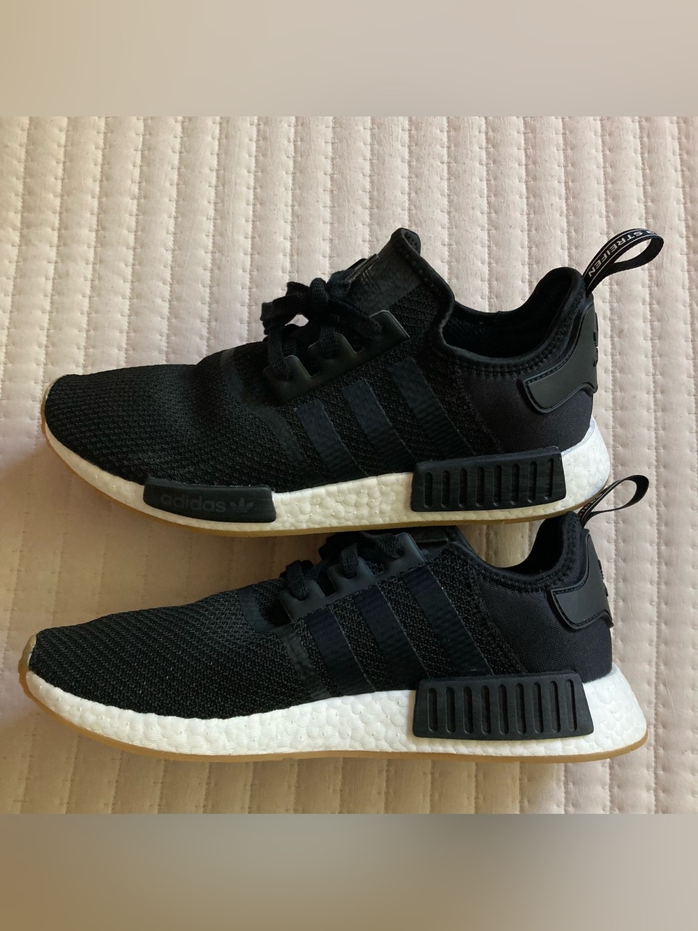 Adidas NMD R1 Boost Athletic Running Shoes Black Gum Men’s Size 12 Active Gym